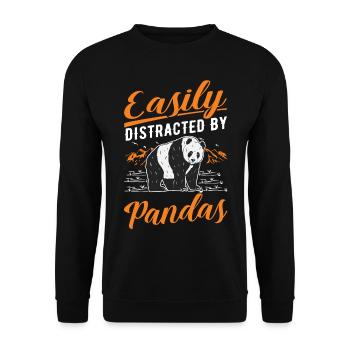 Easily distracted by Pandas - Unisex Pullover - Schwarz - Vorne - Alina (178cm) & Michal (187cm)