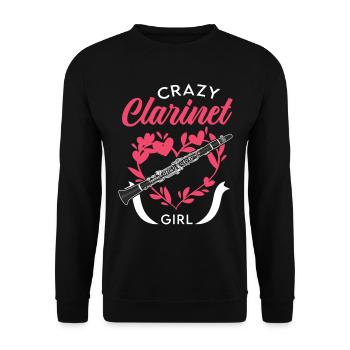 Clarinet Girl Klarinetten Mädchen Klarinettist - Unisex Pullover - Schwarz - Vorne - Alina (178cm) & Michal (187cm)