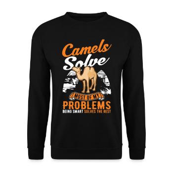 Kamel Dromedar Ägypten Geschenk Großkamel - Unisex Pullover - Schwarz - Vorne - Alina (178cm) & Michal (187cm)