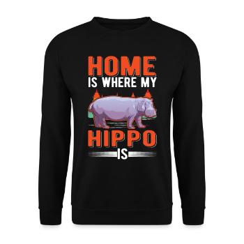 La maison est l’endroit où mon hippopotame est hippopotame - Sweat-shirt Unisexe - noir - Devant - Alina (178cm) & Michal (187cm)