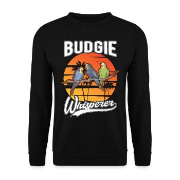 Budgerigar Whisperer Welli Perruche - Sweat-shirt Unisexe - noir - Devant - Alina (178cm) & Michal (187cm)