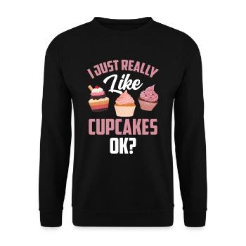 J’aime vraiment les cupcakes cupcakes sucrés - Sweat-shirt Unisexe - noir - Devant - Alina (178cm) & Michal (187cm)