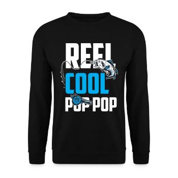 Reel Cool Opa Fischer Angeln Fischen Angler - Unisex Pullover - Schwarz - Vorne - Alina (178cm) & Michal (187cm)