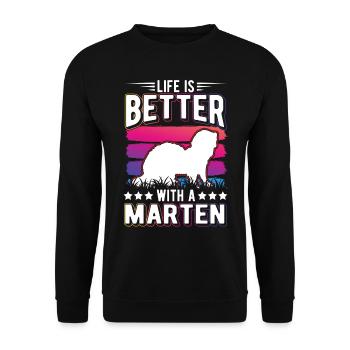 La vie est meilleure avec la martre du vison - Sweat-shirt Unisexe - noir - Devant - Alina (178cm) & Michal (187cm)