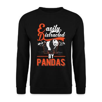 Easily distracted by Pandas - Unisex Pullover - Schwarz - Vorne - Alina (178cm) & Michal (187cm)