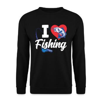 I love fishing fishing anglers - Unisex Sweatshirt - black - Front - Alina (178cm) & Michal (187cm)