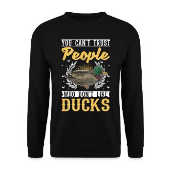 Duck Gift Duck Duck Breeder - Unisex Sweatshirt - black - Front - Alina (178cm) & Michal (187cm)