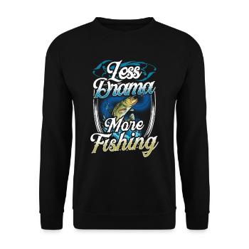 Less drama More fishing Anglers Fishing - Unisex Sweatshirt - black - Front - Alina (178cm) & Michal (187cm)