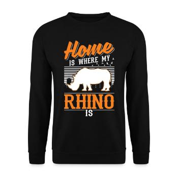 Zuhause ist wo mein Nashorn ist Rhino - Unisex Pullover - Schwarz - Vorne - Alina (178cm) & Michal (187cm)