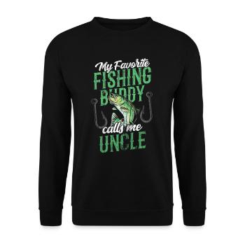 My favorite fishing buddy calls me Uncle Fishing - Unisex Sweatshirt - black - Front - Alina (178cm) & Michal (187cm)