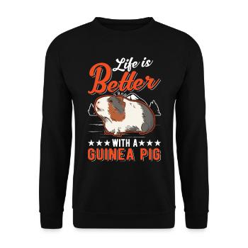 La vie est meilleure avec un cochon d’Inde - Sweat-shirt Unisexe - noir - Devant - Alina (178cm) & Michal (187cm)
