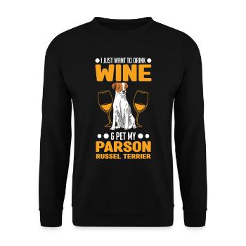 Parson Russell Terrier and Wine - Unisex Sweatshirt - black - Front - Alina (178cm) & Michal (187cm)