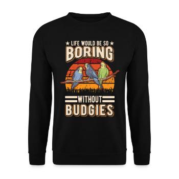 Budgerigar Gift Welli cockatiel - Unisex Sweatshirt - black - Front - Alina (178cm) & Michal (187cm)
