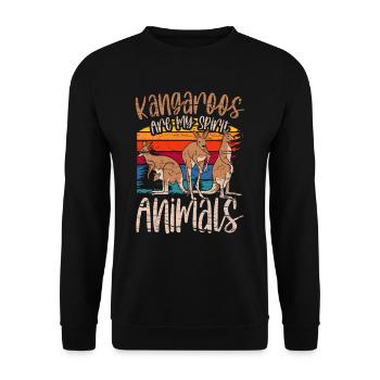 Kängurus Sind Meine Lieblingstiere Känguru Tier - Unisex Pullover - Schwarz - Vorne - Alina (178cm) & Michal (187cm)
