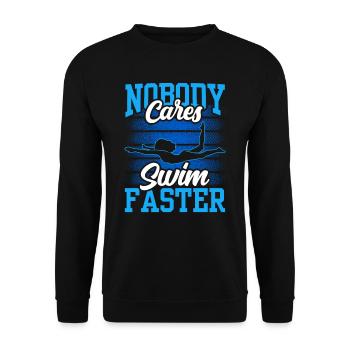 Niemand Kümmert Sich Darum Schwimm Schneller Team - Unisex Pullover - Schwarz - Vorne - Alina (178cm) & Michal (187cm)