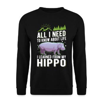 Hippo Cadeau Hippo Hippo Hippo - Sweat-shirt Unisexe - noir - Devant - Alina (178cm) & Michal (187cm)
