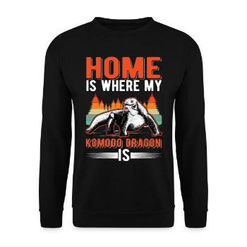 La maison est l’endroit où mon dragon de Komodo est un varan - Sweat-shirt Unisexe - noir - Devant - Alina (178cm) & Michal (187cm)