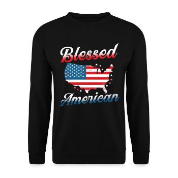 Bienheureux États-Unis Amérique États-Unis Patriotique - Sweat-shirt Unisexe - noir - Devant - Alina (178cm) & Michal (187cm)