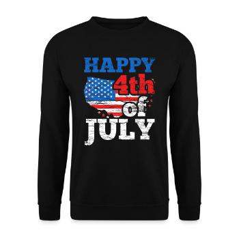 Happy 4 July Happy 4Th Of July America US USA - Unisex Sweatshirt - black - Front - Alina (178cm) & Michal (187cm)