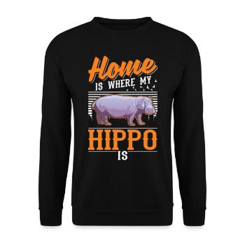 La maison est l’endroit où mon hippopotame est hippopotame - Sweat-shirt Unisexe - noir - Devant - Alina (178cm) & Michal (187cm)