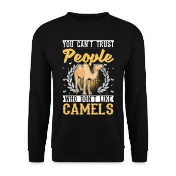 Kamel Dromedar Ägypten Geschenk Großkamel - Unisex Pullover - Schwarz - Vorne - Alina (178cm) & Michal (187cm)