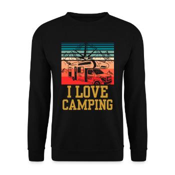 Ich Liebe Camping Camper Camp Campen Campingplatz - Unisex Pullover - Schwarz - Vorne - Alina (178cm) & Michal (187cm)