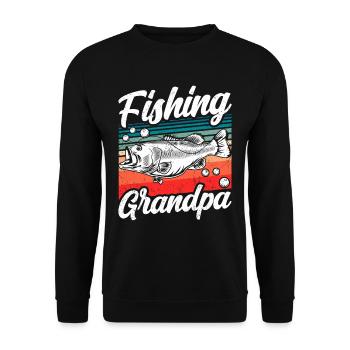 Fishing Grandpa Fisherman Fishing Fishing Anglers - Unisex Sweatshirt - black - Front - Alina (178cm) & Michal (187cm)