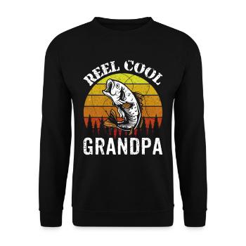 Reel Cool Opa Fischer Angler Fischen Angeln - Unisex Pullover - Schwarz - Vorne - Alina (178cm) & Michal (187cm)