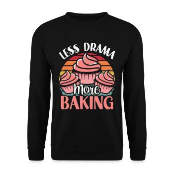 Moins de drame Plus de pâtisserie Baker Dictons Hobby - Sweat-shirt Unisexe - noir - Devant - Alina (178cm) & Michal (187cm)