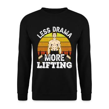 Moins de drame Plus de haltérophilie Gym Hobby - Sweat-shirt Unisexe - noir - Devant - Alina (178cm) & Michal (187cm)