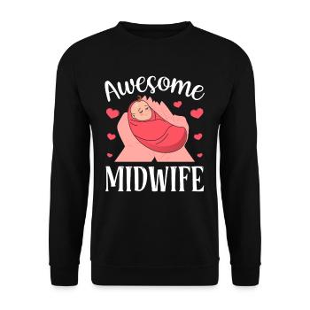 Tolle Hebamme Beruf Geburtshilfe Hebammen Sprüche - Unisex Pullover - Schwarz - Vorne - Alina (178cm) & Michal (187cm)