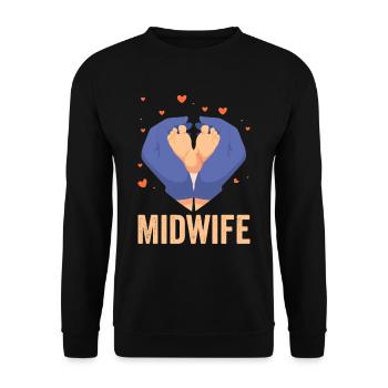Hebamme Hebammen Geburtshilfe Beruf Sprüche - Unisex Pullover - Schwarz - Vorne - Alina (178cm) & Michal (187cm)
