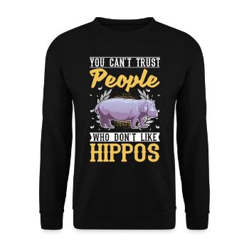 Hippo lover Hippo Hippo - Unisex Sweatshirt - black - Front - Alina (178cm) & Michal (187cm)