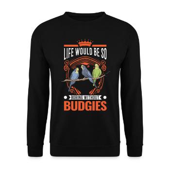 Budgerigar Gift Welli cockatiel - Unisex Sweatshirt - black - Front - Alina (178cm) & Michal (187cm)