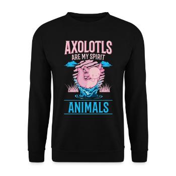 Axolotl Spirit Animal Tailed Amphibian - Sweat-shirt Unisexe - noir - Devant - Alina (178cm) & Michal (187cm)