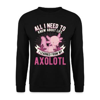 Axolotl Geschenk Schwanzlurch - Unisex Pullover - Schwarz - Vorne - Alina (178cm) & Michal (187cm)