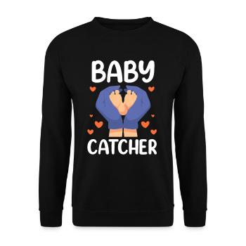 Babyfänger Beruf Hebamme Geburtshilfe Hebammen - Unisex Pullover - Schwarz - Vorne - Alina (178cm) & Michal (187cm)