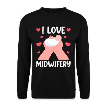 Ich Liebe Hebammenwesen Geburtshilfe Hebamme Beruf - Unisex Pullover - Schwarz - Vorne - Alina (178cm) & Michal (187cm)