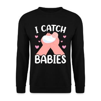 Ich Fange Babies Geburtshilfe Hebamme Hebammen - Unisex Pullover - Schwarz - Vorne - Alina (178cm) & Michal (187cm)