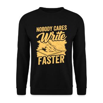 No one cares write fast writing team - Unisex Sweatshirt - black - Front - Alina (178cm) & Michal (187cm)