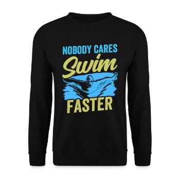 No one cares about swimming fast team - Unisex Sweatshirt - black - Front - Alina (178cm) & Michal (187cm)