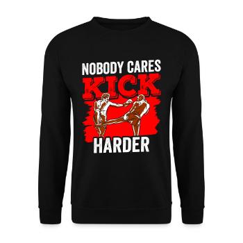 Niemand Interessiert Es Kick Härter Kickboxen Team - Unisex Pullover - Schwarz - Vorne - Alina (178cm) & Michal (187cm)