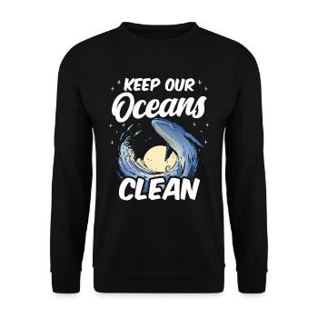 Keep Our Oceans Clean See Ocean Protection - Unisex Sweatshirt - black - Front - Alina (178cm) & Michal (187cm)