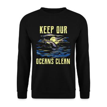Keep Our Oceans Clean Ocean Protection Lake - Unisex Sweatshirt - black - Front - Alina (178cm) & Michal (187cm)