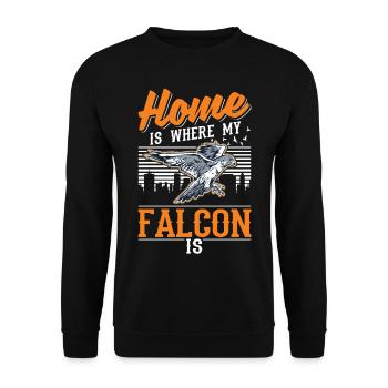Zuhause ist wo meine Falke ist Turmfalke Falkner - Unisex Pullover - Schwarz - Vorne - Alina (178cm) & Michal (187cm)