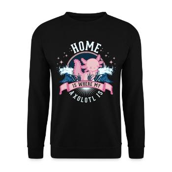La maison est l’endroit où mon axolotl est la salamandre à queue - Sweat-shirt Unisexe - noir - Devant - Alina (178cm) & Michal (187cm)
