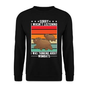 Australischer Wombat Geschenk - Unisex Pullover - Schwarz - Vorne - Alina (178cm) & Michal (187cm)