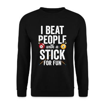 Ich Schlage Leute Mit Einem Stock Zum Spaß Pool - Unisex Pullover - Schwarz - Vorne - Alina (178cm) & Michal (187cm)