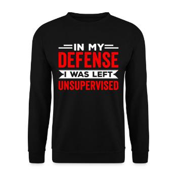 Zu Meiner Verteidigung Unbeaufsichtigt Gelassen - Unisex Pullover - Schwarz - Vorne - Alina (178cm) & Michal (187cm)