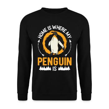 Home is where my penguin is - Unisex Sweatshirt - black - Front - Alina (178cm) & Michal (187cm)